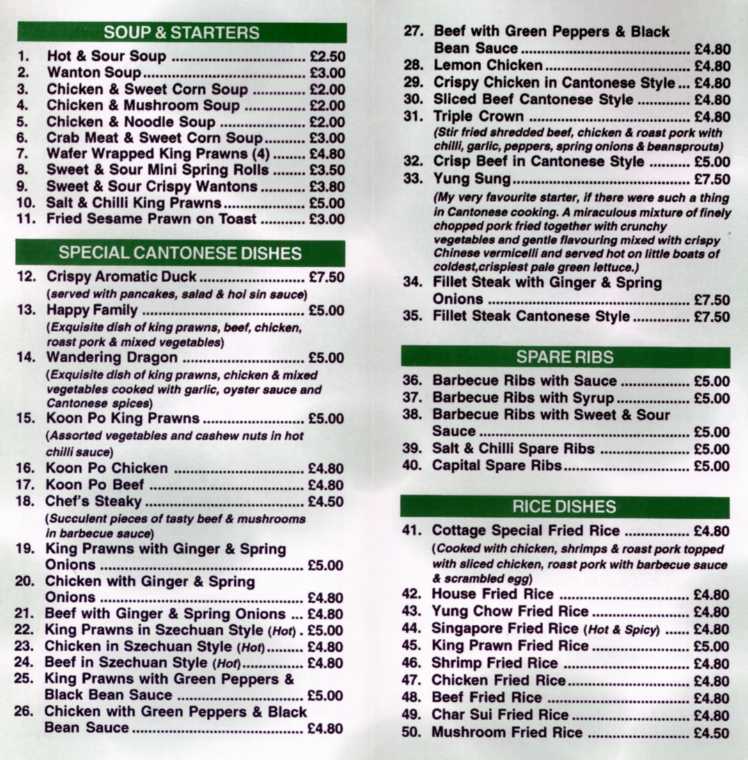 The China Cottage Chinese Takeaway On High St Lutterworth Everymenu