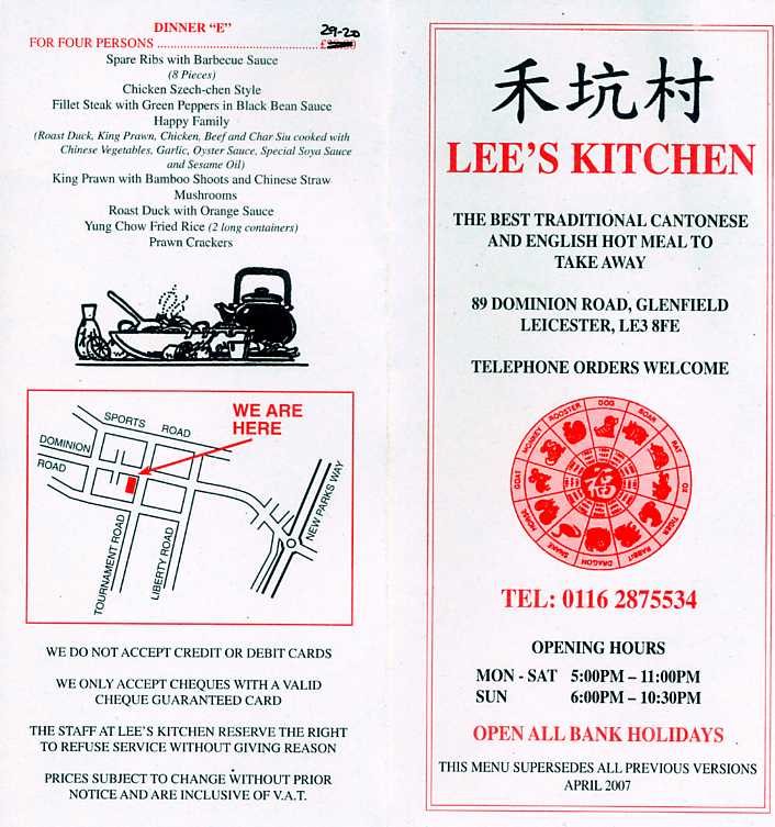 Lees Kitchen Chinese takeaway on Dominion Rd, Leicester - Everymenu