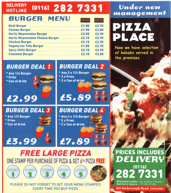 Pizza Place Pizza restaurant on Narborough Rd, Leicester - Everymenu