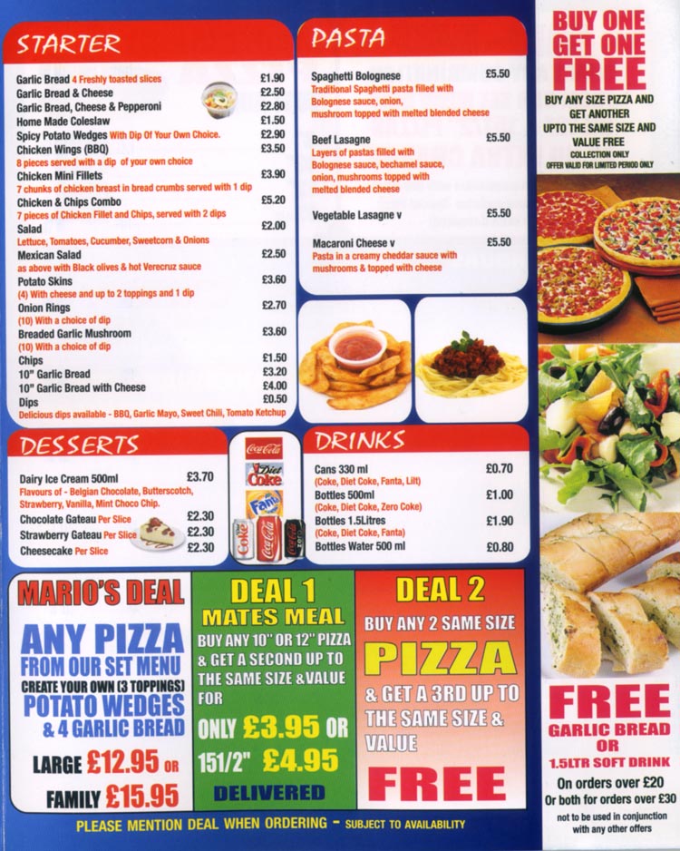 Marios Pizza Pizza restaurant on Ashby Rd Coalville Everymenu