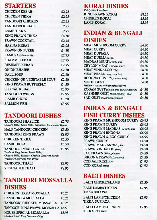The Royal Bengal Indian restaurant on Rockingham Rd, Kettering - Everymenu